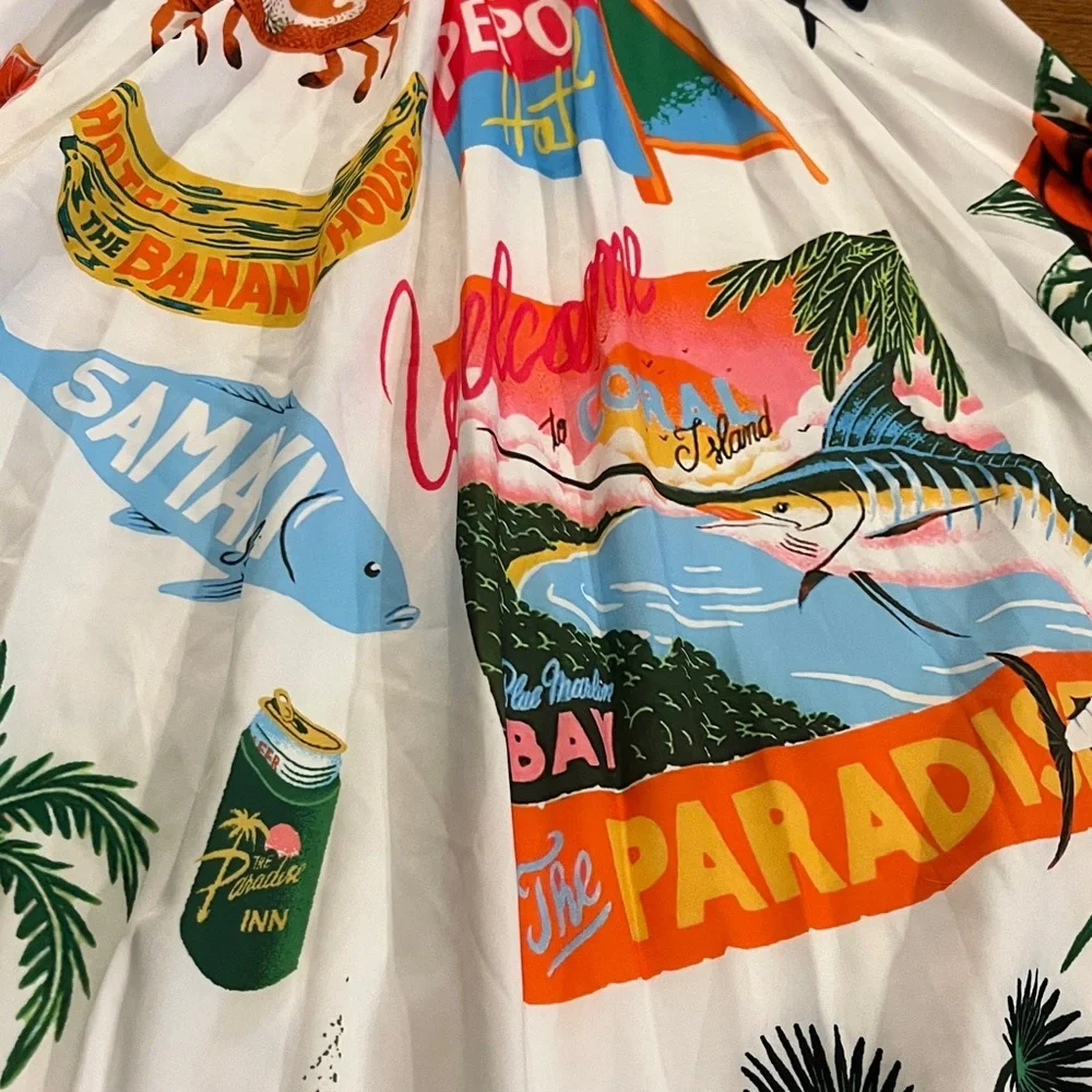 Cute Tropical Novelty Print Sleeveless Maxi Dress 🦀 - Picture 14 of 16